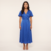 Zara Satin Wrap Midi Dress – Cobalt view 1