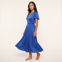 Zara Satin Wrap Midi Dress – Cobalt view 3