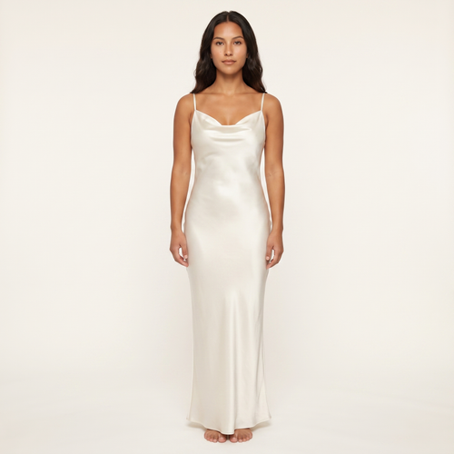 Anouk Satin Cowl Slip Maxi Dress – Ivory
