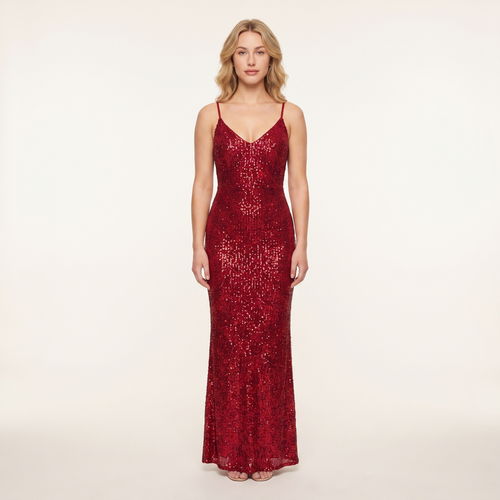 Thea Sequin Gown – Red
