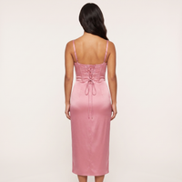 Giselle Satin Corset Midi Dress – Pink view 2