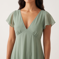 Paloma Chiffon Flutter Maxi Dress – Sage view 4