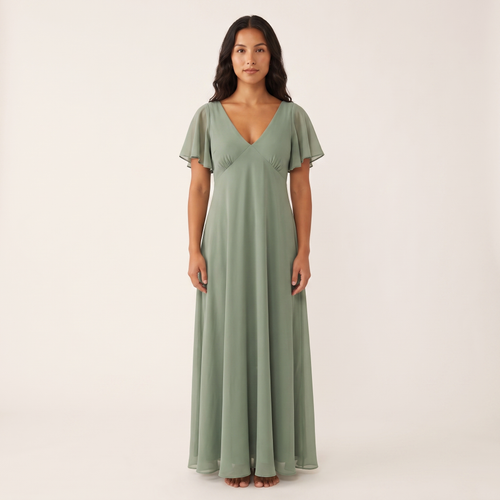 Paloma Chiffon Flutter Maxi Dress – Sage