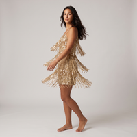 Mirabel Sequin Fringe Mini Dress – Gold view 3
