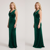 Noelle Velvet Cowl Gown – Emerald view 3