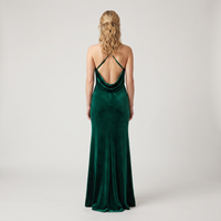Noelle Velvet Cowl Gown – Emerald view 2