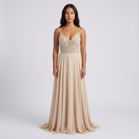Georgia Beaded Maxi Gown – Champagne view 1