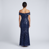 Maeve Sequin Off-Shoulder Gown – Navy view 2