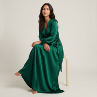 Anya Satin Wrap Gown – Emerald view 5