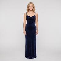 Tatiana Velvet Cowl Gown – Navy view 1
