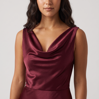 Alessia Satin Cowl Gown – Burgundy view 4