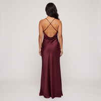 Alessia Satin Cowl Gown – Burgundy view 2