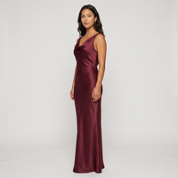 Alessia Satin Cowl Gown – Burgundy view 3