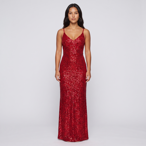 Rosalind Sequin Gown – Red