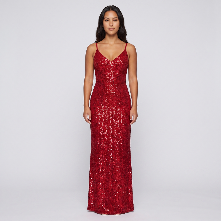 Rosalind Sequin Gown – Red