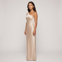 Antonia One-Shoulder Satin Gown – Champagne view 3
