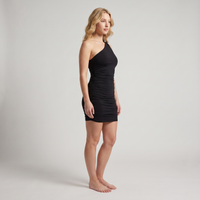 Sabrina One-Shoulder Ruched Mini Dress – Black view 3