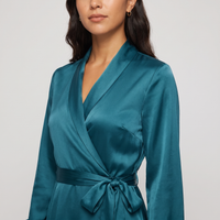 Ximena Satin Wrap Gown – Teal view 4