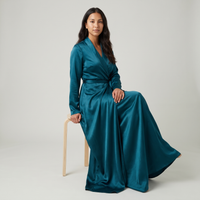 Ximena Satin Wrap Gown – Teal view 5