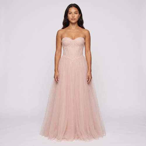 Della Tulle Corset Ball Gown – Blush