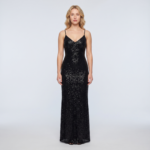 Livia Sequin Gown – Black
