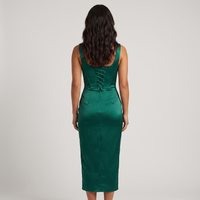 Odalys Satin Corset Midi Dress – Emerald view 2