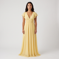 Zinnia Chiffon Flutter Maxi Dress – Yellow view 1