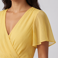 Zinnia Chiffon Flutter Maxi Dress – Yellow view 4