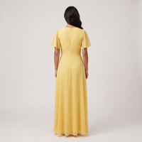 Zinnia Chiffon Flutter Maxi Dress – Yellow view 2
