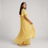 Zinnia Chiffon Flutter Maxi Dress – Yellow view 3