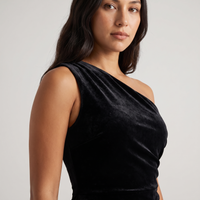 Marnie Velvet One-Shoulder Gown – Black view 4