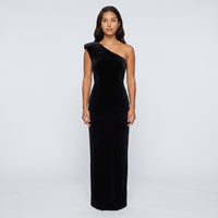 Marnie Velvet One-Shoulder Gown – Black view 1