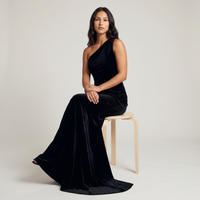 Marnie Velvet One-Shoulder Gown – Black view 5