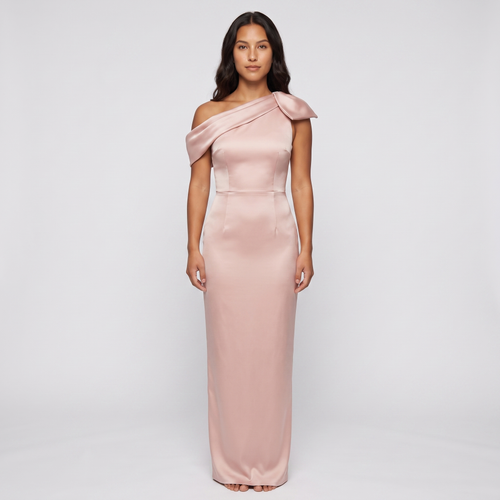 Serena One-Shoulder Satin Gown – Blush