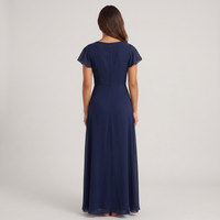 Georgina Chiffon Flutter Maxi Dress – Navy view 2