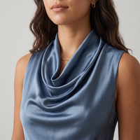 Marina Satin Cowl Gown – Dusty Blue view 4