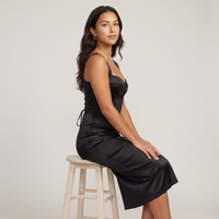 Ottilie Satin Corset Midi Dress – Black view 5
