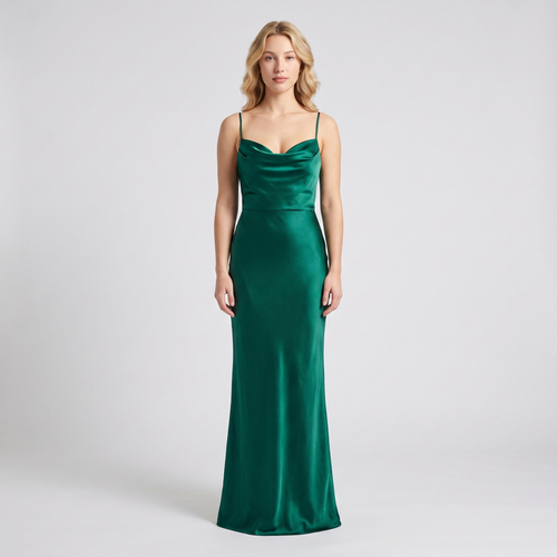 Farrah Satin Cowl Gown – Emerald
