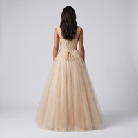 Josephine Tulle Corset Ball Gown – Champagne view 2