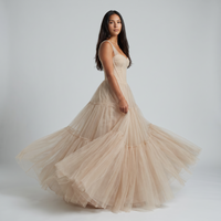 Josephine Tulle Corset Ball Gown – Champagne view 3