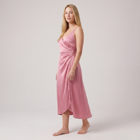 Blair Satin Wrap Midi Dress – Pink view 3