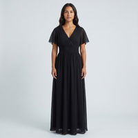 Sabine Chiffon Flutter Maxi Dress – Black view 1