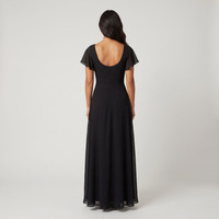 Sabine Chiffon Flutter Maxi Dress – Black view 2