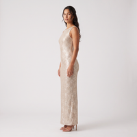 Marcella Sequin Gown – Champagne view 3