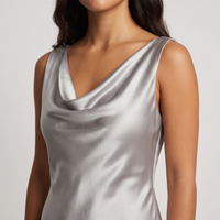 Delta Satin Cowl Gown – Silver view 4