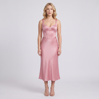 Cosima Satin Corset Midi Dress – Pink view 1