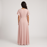 Sylvie Chiffon Flutter Maxi Dress – Blush view 2