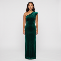 Katya Velvet One-Shoulder Gown – Emerald view 1