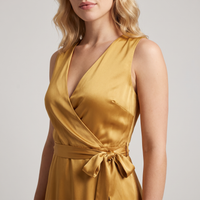 Romilly Satin Wrap Midi Dress – Gold view 4
