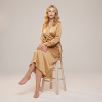 Romilly Satin Wrap Midi Dress – Gold view 5